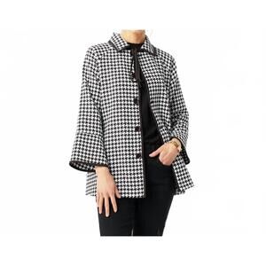 NEW COCO + CARMEN houndstooth button-up coat in black/white